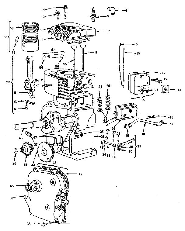 Cylinder And Crankcase Diagram and Parts List for 0685-01  Briggs and Stratton Engine